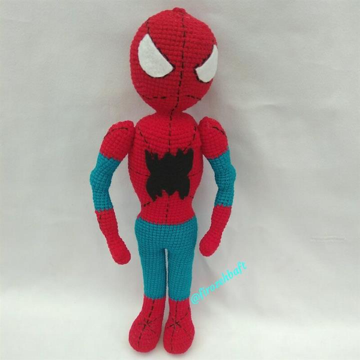 عروسک بافتنی مرد عنکبوتی قد 36 سانت، بافت با کاموای ایرانی، نرم و لطیف و مناسب بازی کودکان